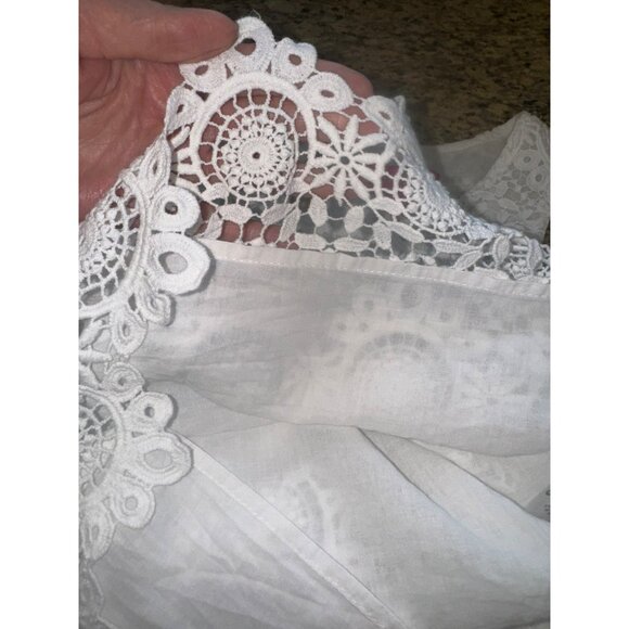 Lilly Pulitzer White Crochet Lace Sleeveless Top  L 100% Cotton Keyhole Back - Picture 10 of 10
